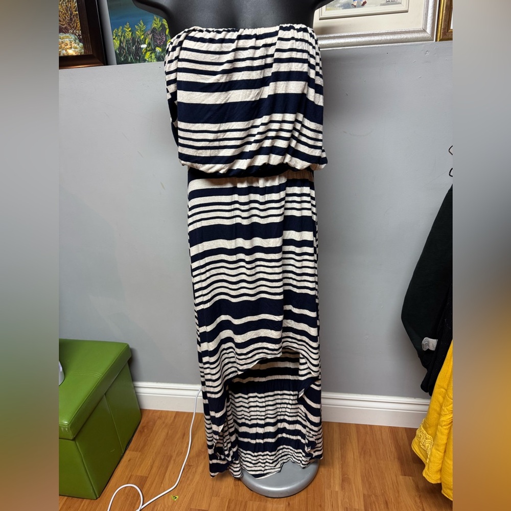 Navy and White Striped Maxi Dress